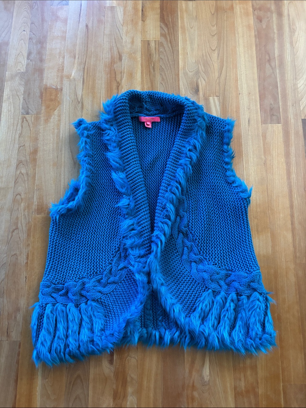Lilly Pulitzer Bright Blue Faux Fur Knit Vest